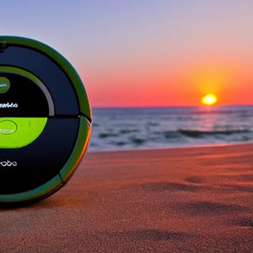 roomba chilling on the beach, sunset Stable Diffusion OpenArt