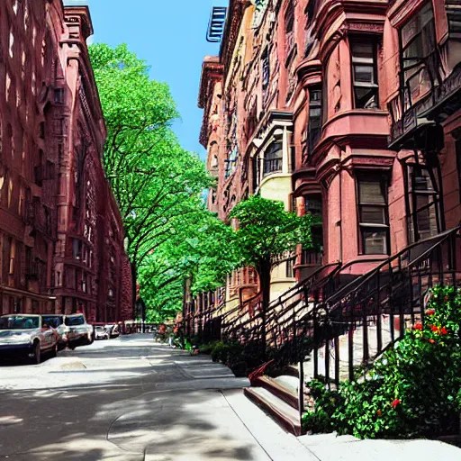 nyc upper west side city street, brownstones, Stable Diffusion OpenArt