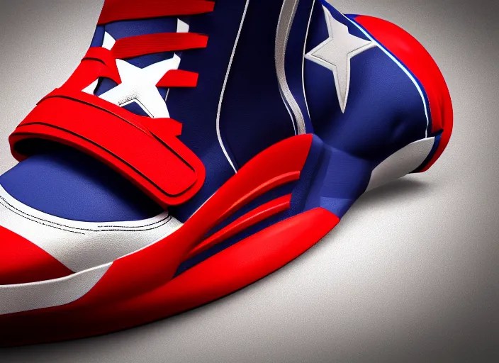 basketball sneakers concept of captain america, Stable Diffusion