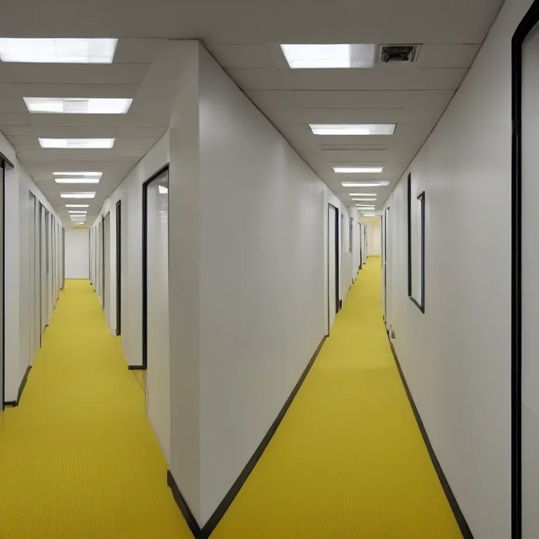 liminal abandoned office hallways with walls and Stable Diffusion
