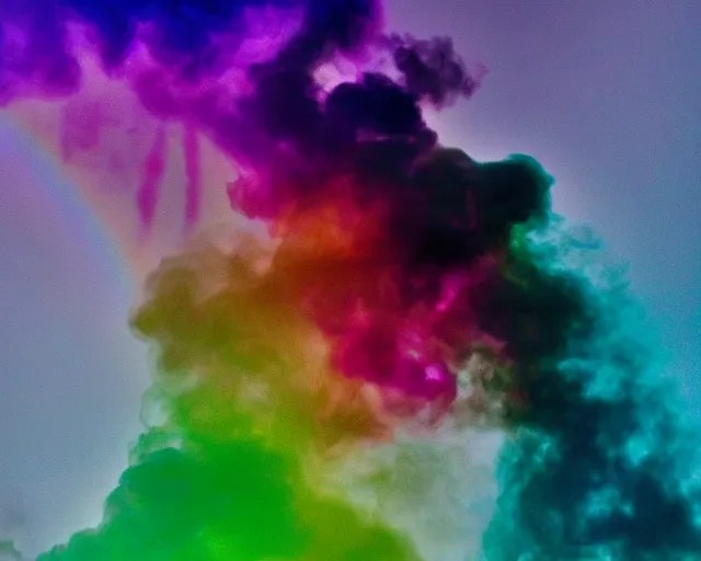 rainbow tie dye smoke coming out of a blunt, muted Stable Diffusion