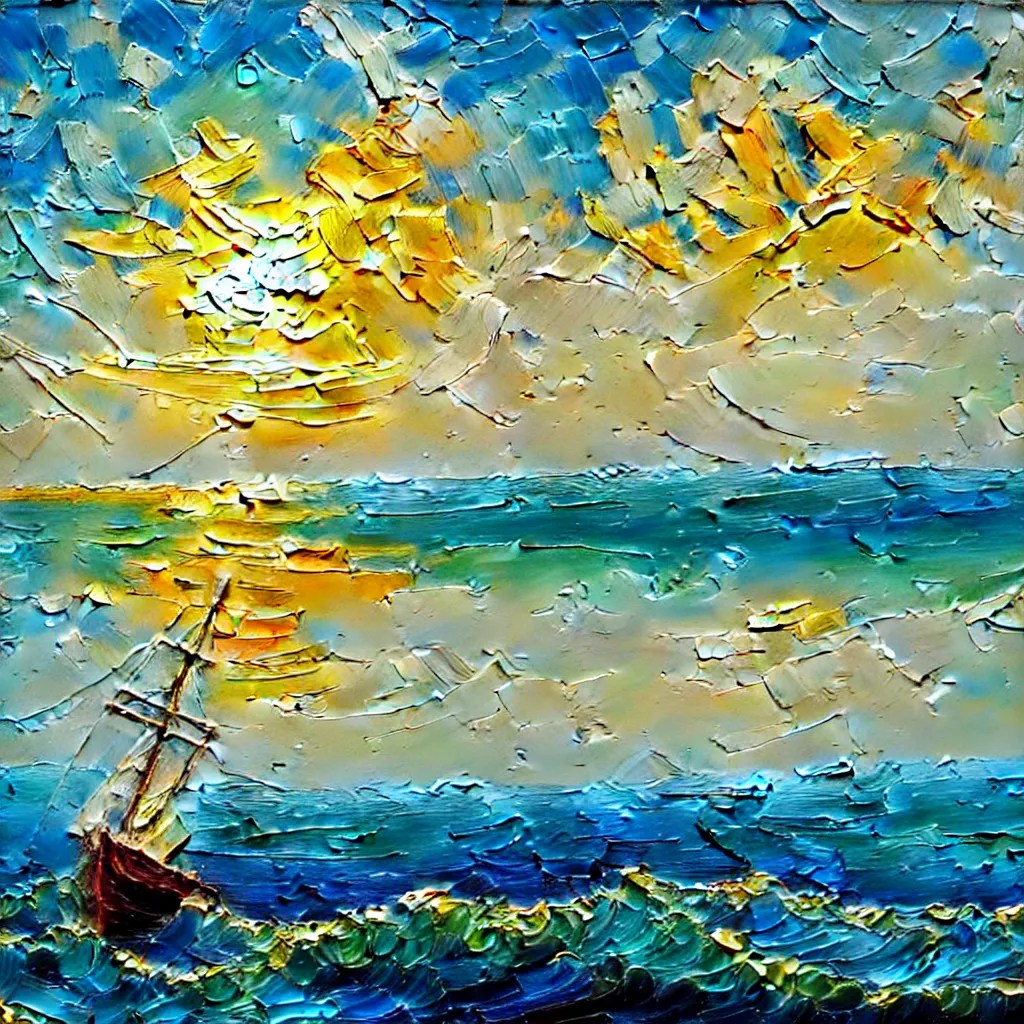 an impasto oil painting of beautiful maritime scenery, Stable Diffusion