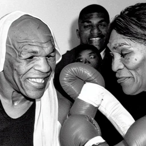 photo of mother Teresa boxing mike Tyson Stable Diffusion
