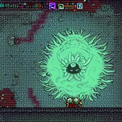 Eye of Cthulhu from Terraria appearing as a Hollow Stable Diffusion