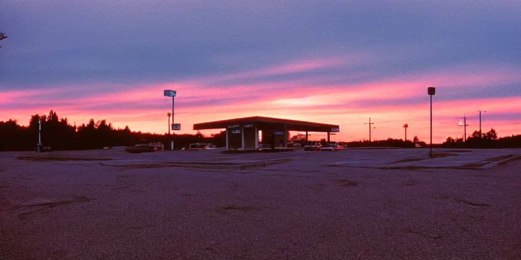 a lonely port byron travel plaza in the middle of Stable Diffusion