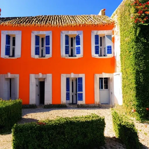 ile de re house with a garden, two stores, white Stable Diffusion