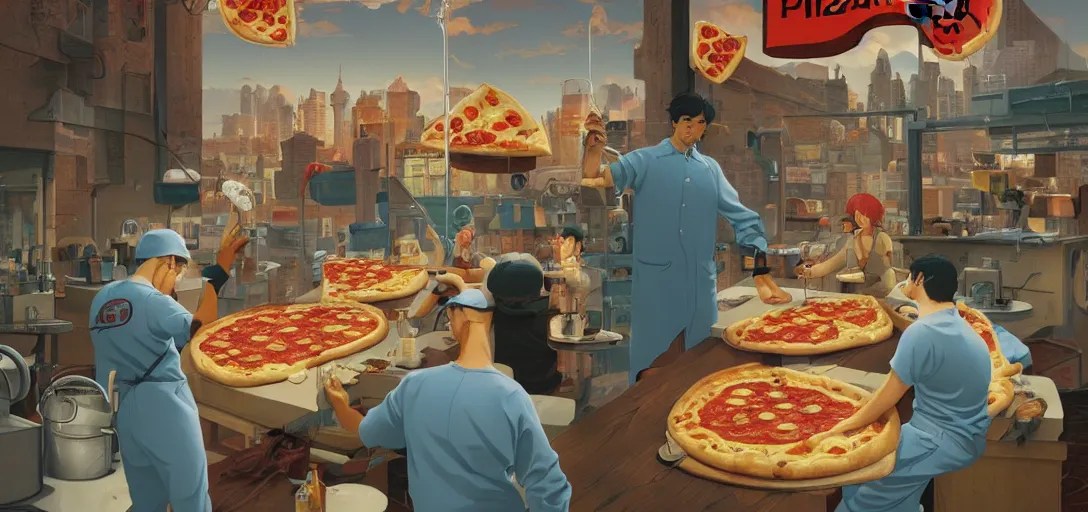 the invention of pizza poster by Michael Whelan and Stable Diffusion