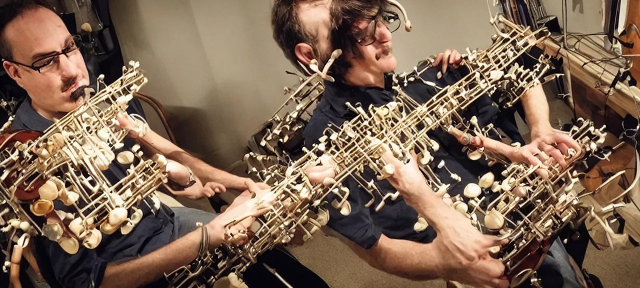 A man with 8 arms playing 8 different musical Stable Diffusion OpenArt