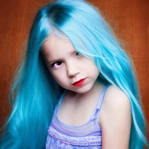 little girl with blue hair Stable Diffusion