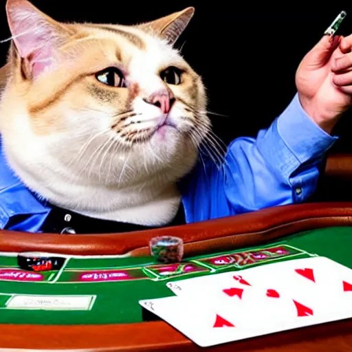 fat cat gambling at a poker table smokey photo Stable Diffusion OpenArt