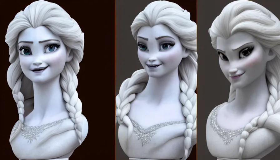 marble bust real life version of Elsa from disney's Stable Diffusion