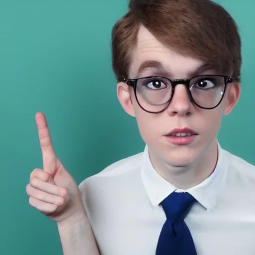 skinny nerdy poindexter white kid with glasses in the Stable