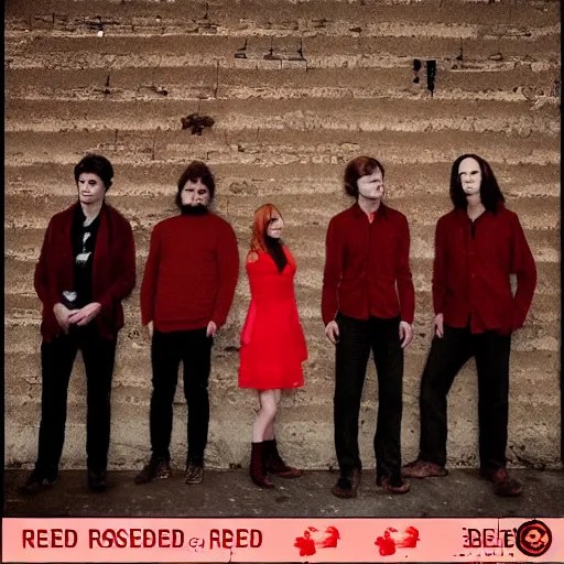 album cover of a indie rock band, red rose, album Stable Diffusion