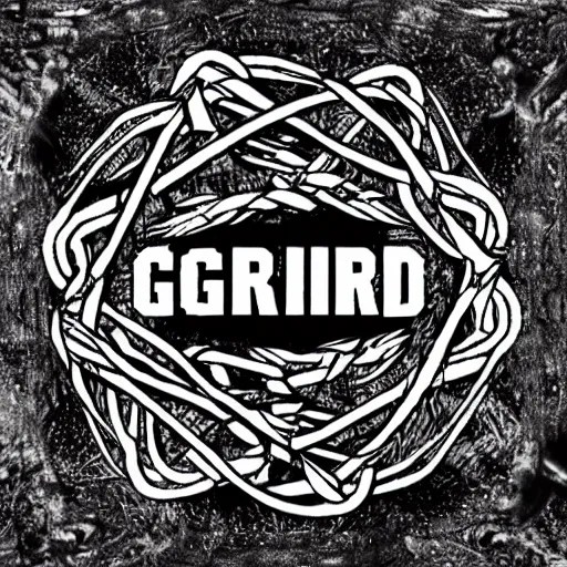 grindcore band logo, metal font, unreadable, complex, Stable
