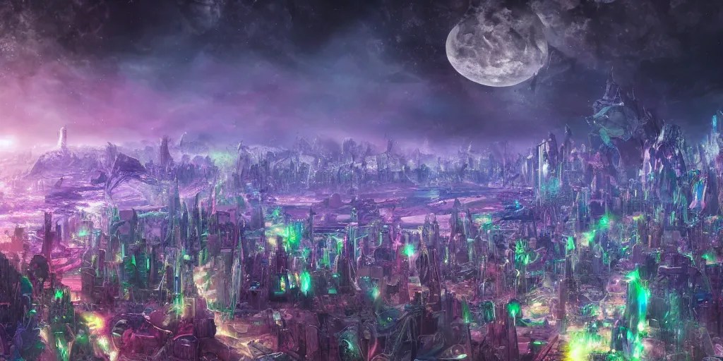 a cosmic city on a epic cosmic atmosphere, Stable Diffusion