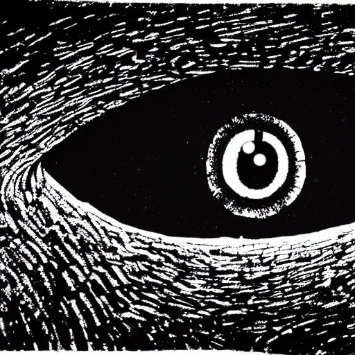 a giant eye looking down on a crowd of people in the Stable Diffusion