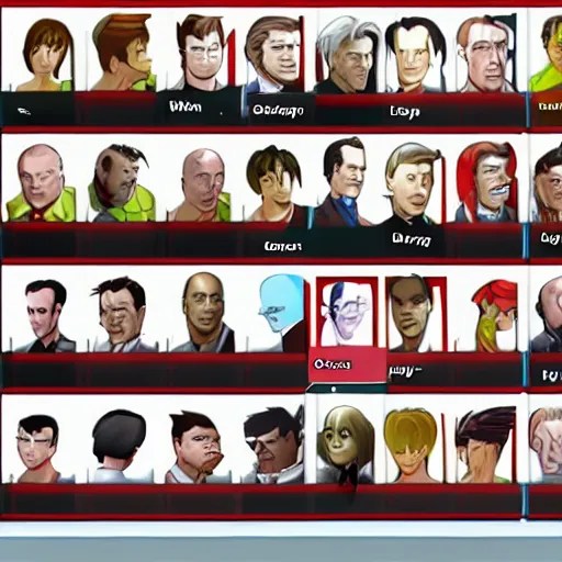 character select screen for Glengarry Glen Ross Stable Diffusion