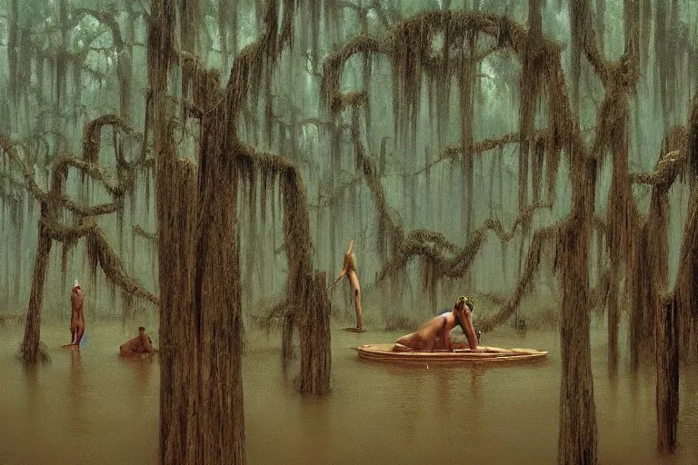 scene from louisiana swamps, secret voodoo cult, Stable Diffusion