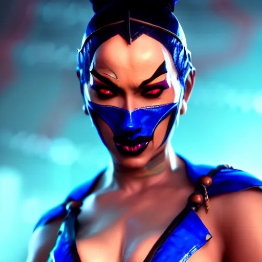 Portrait of Kitana, Mortal Kombat 11, expressive pose, Stable Diffusion