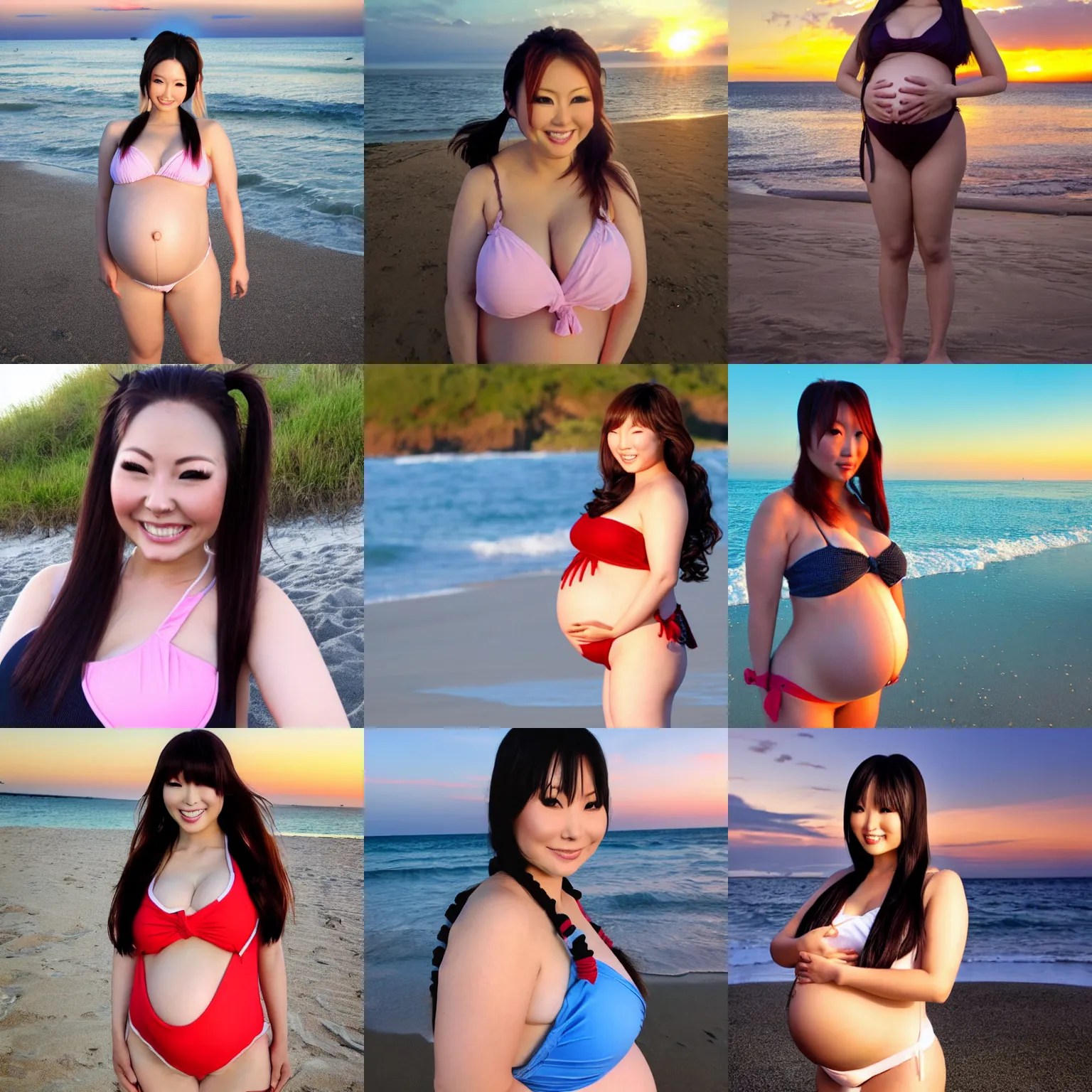 hitomi tanaka with biggest pregnancy ever, hair in | Stable Diffusion