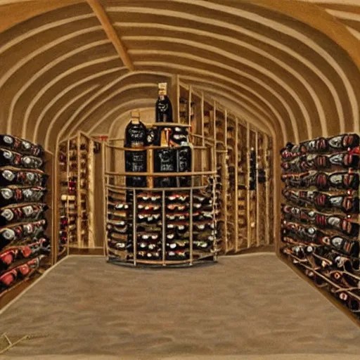 Hyperrealism traditional austian wine cellar, painting Stable Diffusion