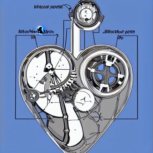 A mechanical heart, diagram Stable Diffusion OpenArt