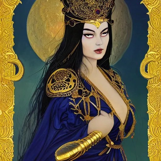 painting of junoesque plus size priestess of the moon, Stable