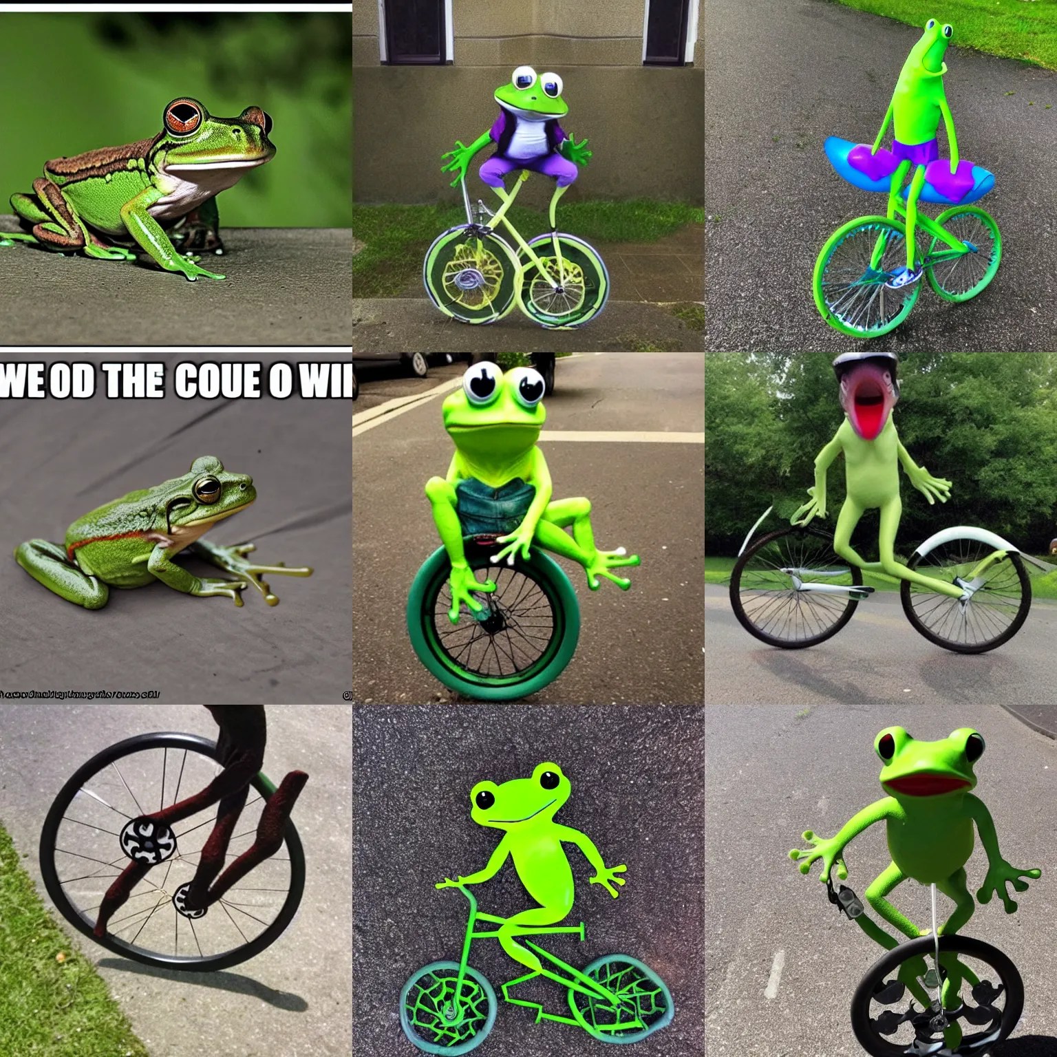 photo of the frog on unicycle from the meme oh shi Stable Diffusion