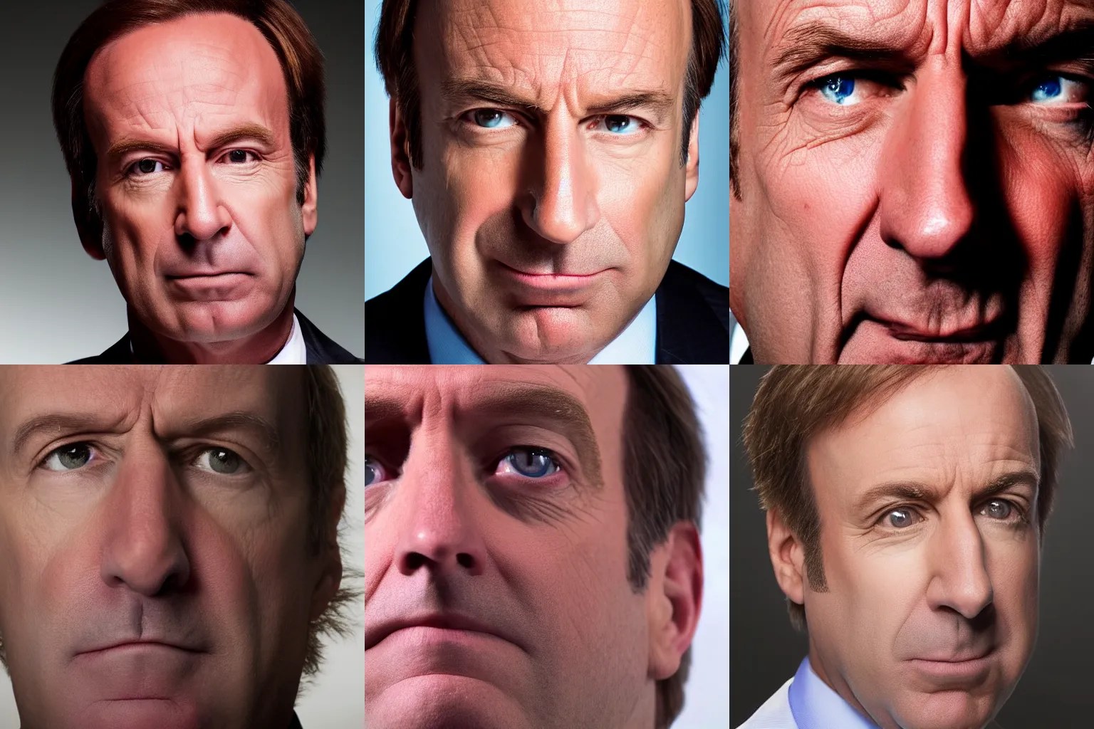 extreme closeup portrait of saul goodman looking into Stable