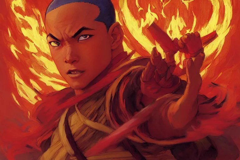 firebender, fire nation, action, avatar the last Stable Diffusion