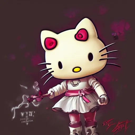 Evil Hello Kitty by Stanley Artgerm Lau, WLOP, Stable Diffusion OpenArt
