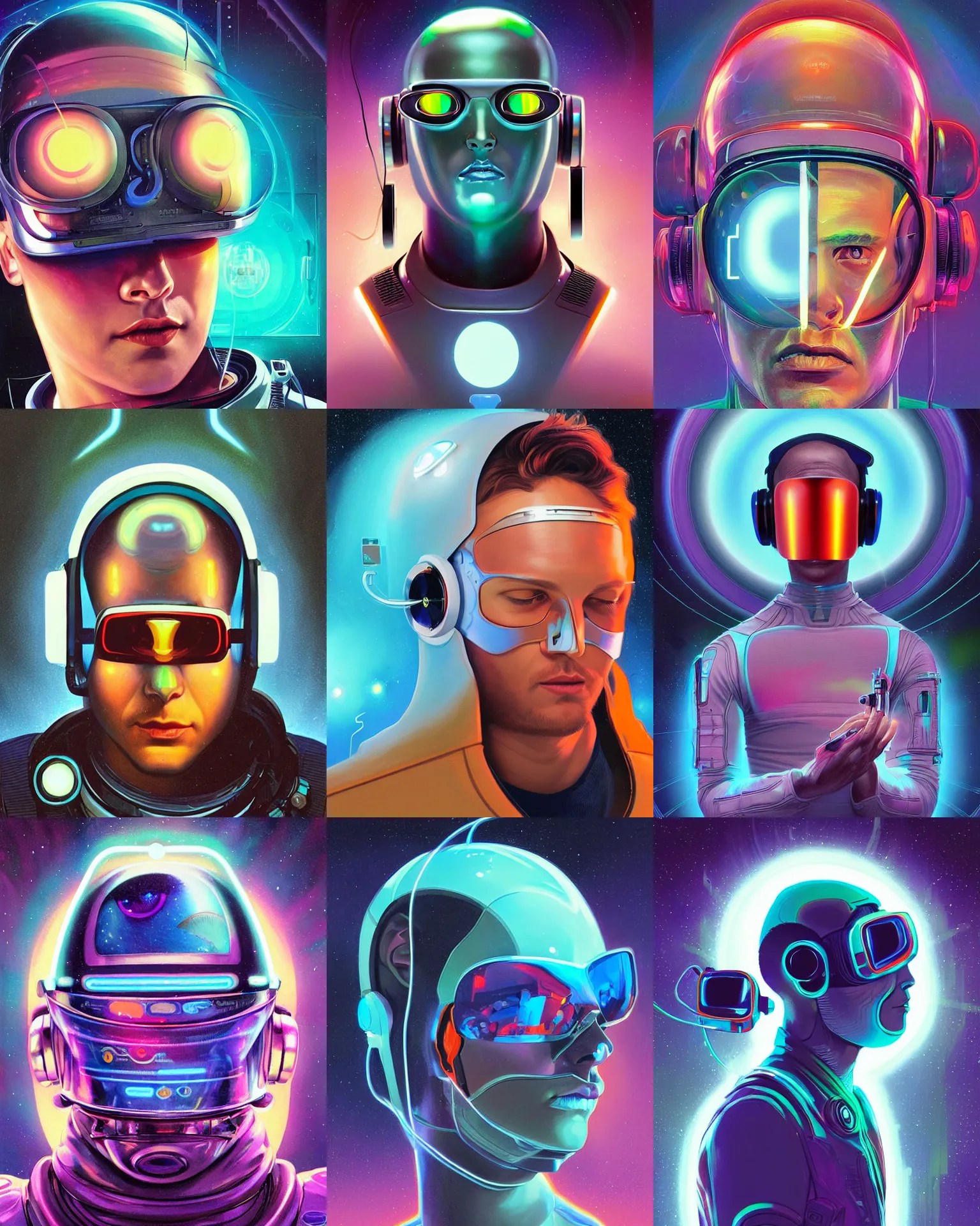 future psychonaut man looking on, sleek cyclops Stable Diffusion