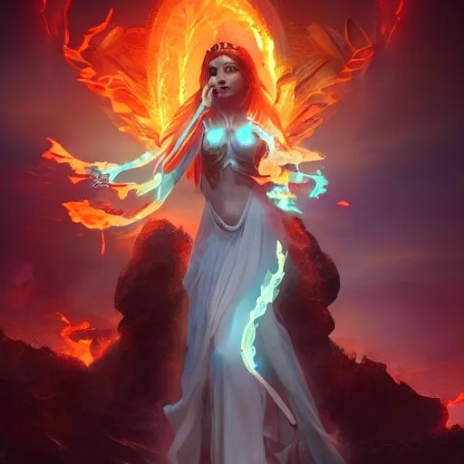 beautiful goddess of fire stands in her power, 8k Stable Diffusion