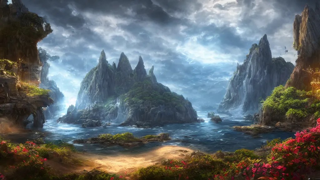 archipelago, fantasy artwork, very very very beautiful Stable Diffusion