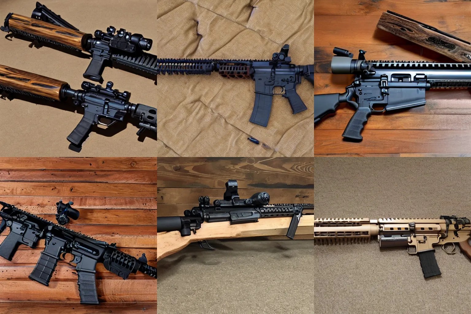 AR15 rifle wood furniture Stable Diffusion