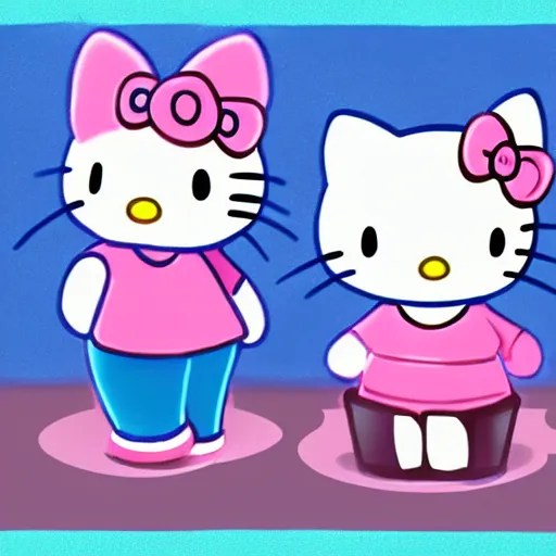 backrooms level Hello Kitty stage, digital Painting, Stable Diffusion