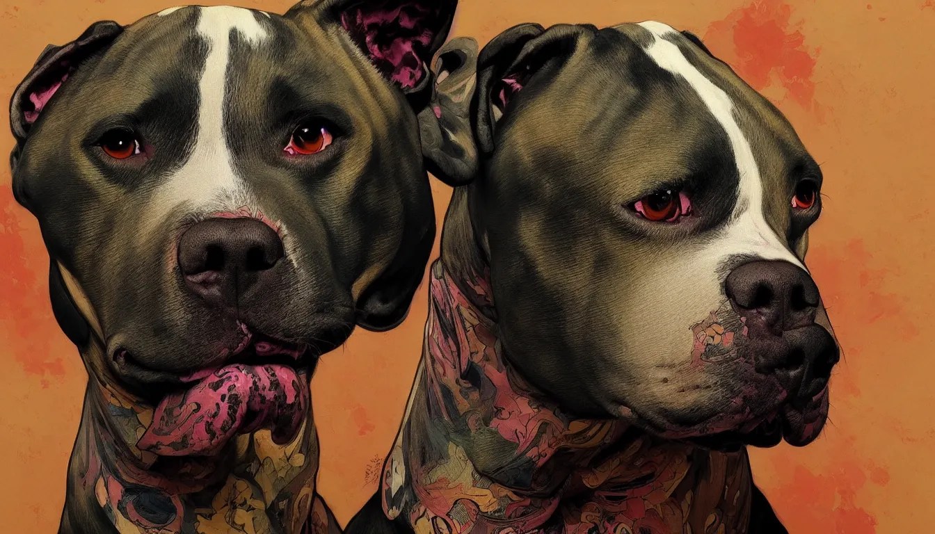 excellent painted portrait of pitbull dog, high Stable Diffusion