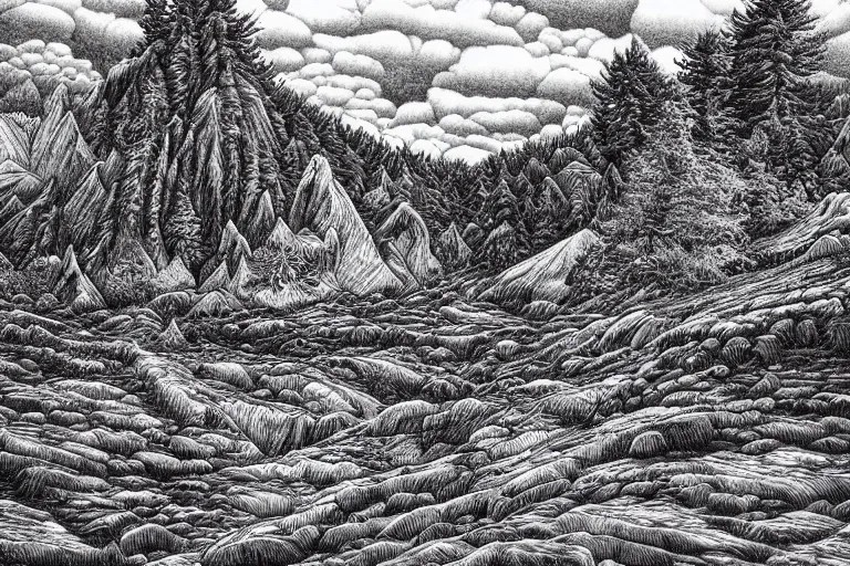 insanely detailed landscape, ballpoint pen art Stable Diffusion