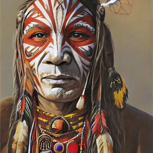 a native american shaman with an a shaman mask, Stable Diffusion