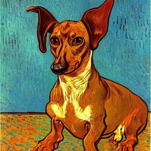 Portrait of a dachshund, Vincent Van Gogh Stable Diffusion