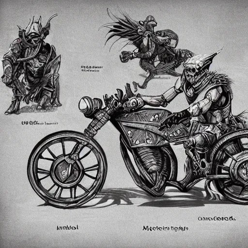 dungeons and dragons motorcycle, concept art, players Stable Diffusion