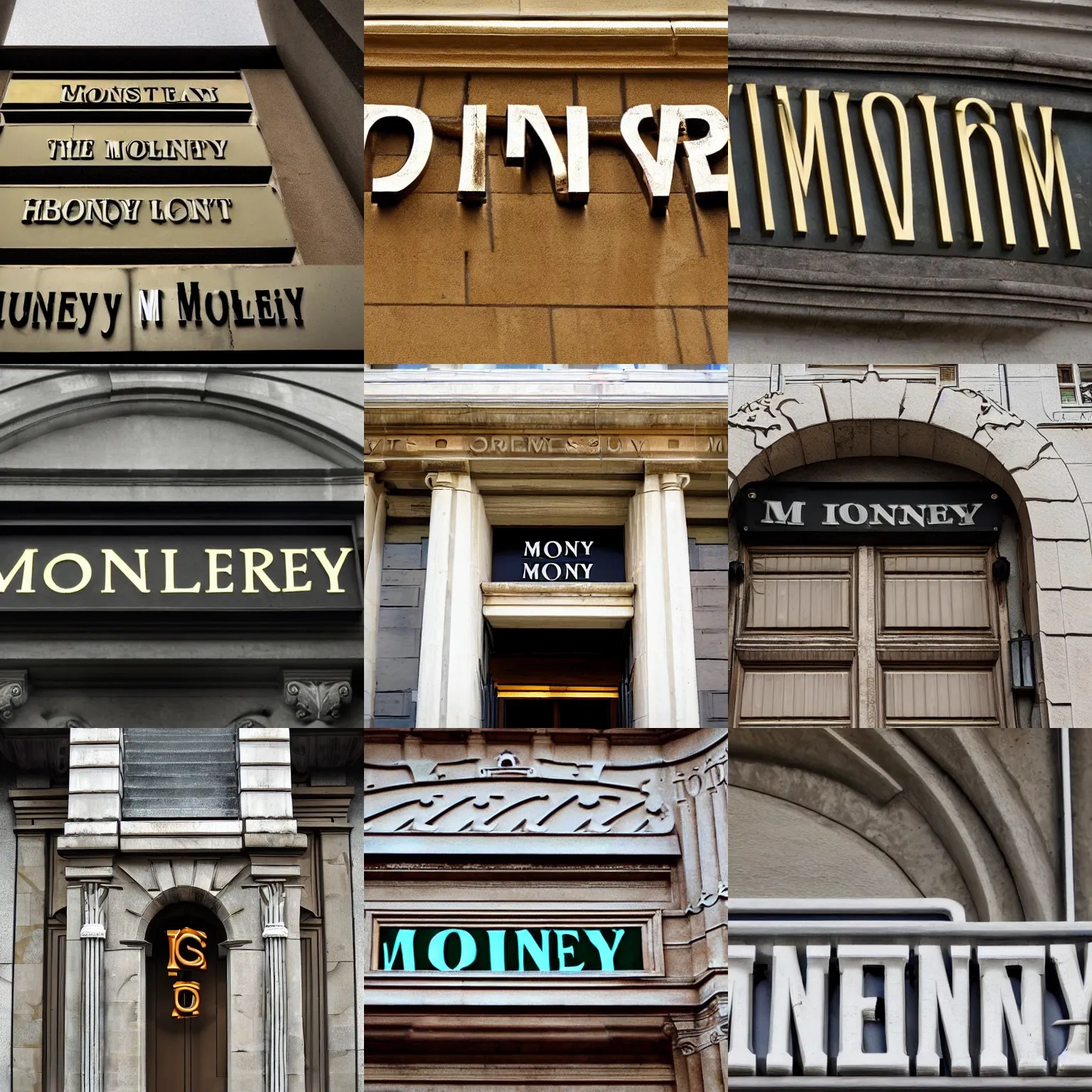 the word money over a building entrance Stable Diffusion OpenArt