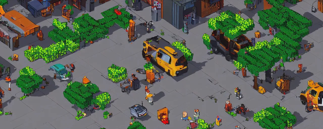 a pixel art open world 3d fps game, grand theft auto Stable Diffusion