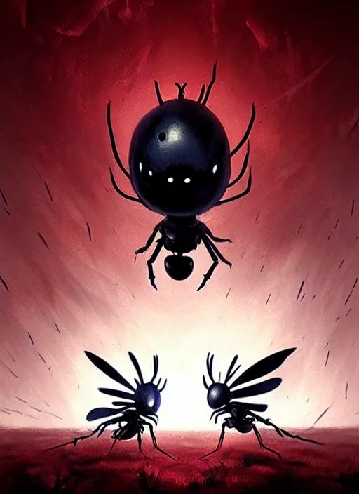 horror art, two humanoid bugs hollow knight in the Stable Diffusion