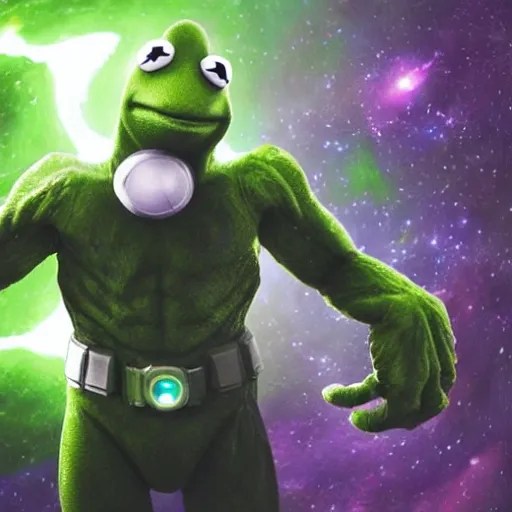 the avengers battle one kermit the frog in space, Stable Diffusion