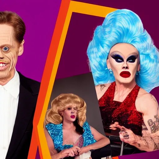 steve buscemi and willem dafoe as drag queens in Stable Diffusion