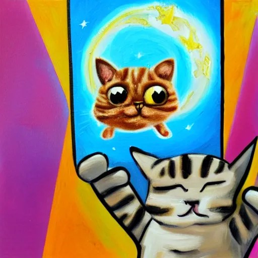 painting of cat with pop tart body flying through Stable Diffusion