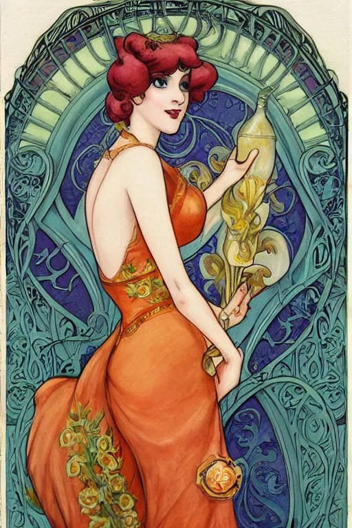 beautiful art nouveau painting of princess peach Stable Diffusion