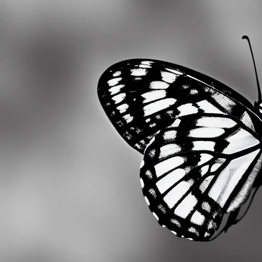 zoomed in butterfly, award winning black and white Stable Diffusion