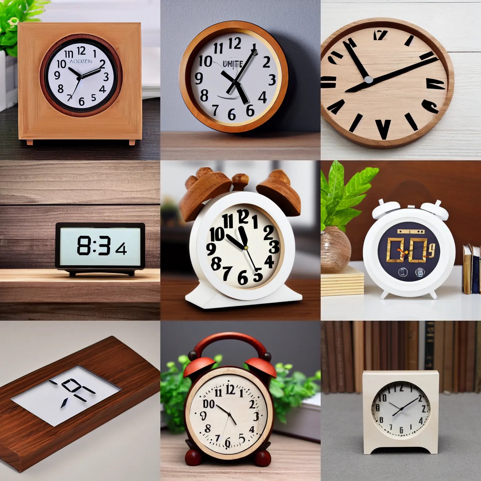 digital wooden clock on white desk Stable Diffusion OpenArt
